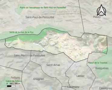 Carte des ZNIEFF de type 1 sur la commune.