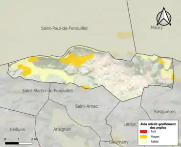 Carte des zones d'aléa retrait-gonflement des argiles.