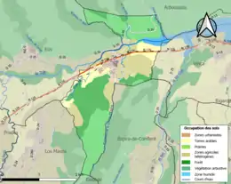 Carte en couleurs présentant l'occupation des sols.