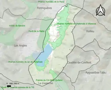 Carte des ZNIEFF de type 1 sur la commune.