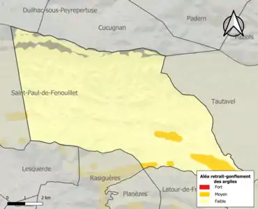 Carte des zones d'aléa retrait-gonflement des argiles.