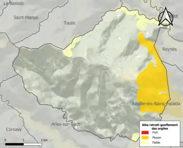 Carte des zones d'aléa retrait-gonflement des argiles.