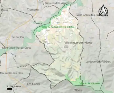 Carte des ZNIEFF de type 1 sur la commune.