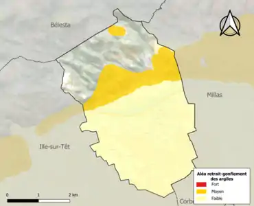 Carte des zones d'aléa retrait-gonflement des argiles.