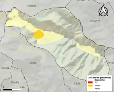 Carte des zones d'aléa retrait-gonflement des argiles.