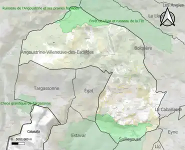 Carte des ZNIEFF de type 1 sur la commune.