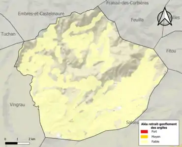 Carte des zones d'aléa retrait-gonflement des argiles.