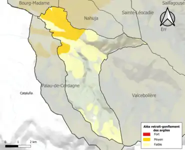 Carte des zones d'aléa retrait-gonflement des argiles.