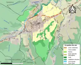 Carte en couleurs présentant l'occupation des sols.