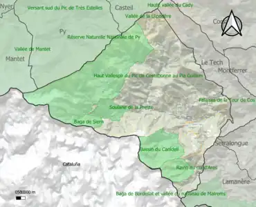 Carte des ZNIEFF de type 1 sur la commune.