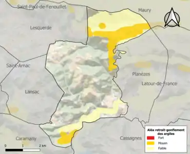 Carte des zones d'aléa retrait-gonflement des argiles.