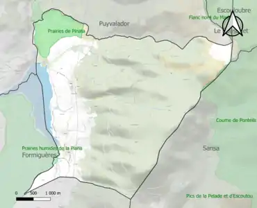 Carte des ZNIEFF de type 1 sur la commune.