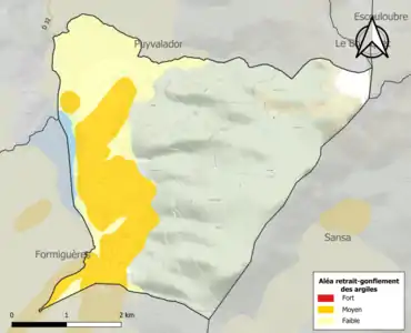 Carte des zones d'aléa retrait-gonflement des argiles.