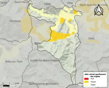 Carte des zones d'aléa retrait-gonflement des argiles.