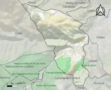 Carte des ZNIEFF de type 1 sur la commune.