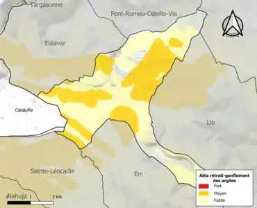 Carte des zones d'aléa retrait-gonflement des argiles.