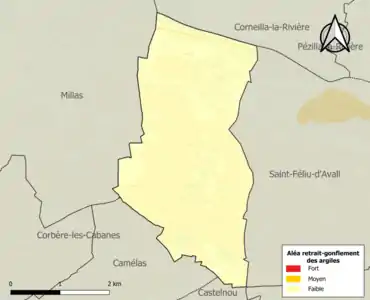 Carte des zones d'aléa retrait-gonflement des argiles.