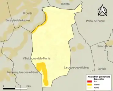 Carte des zones d'aléa retrait-gonflement des argiles.