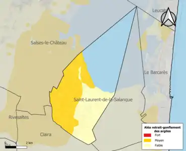 Carte des zones d'aléa retrait-gonflement des argiles.