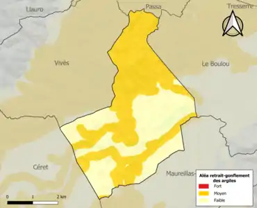 Carte des zones d'aléa retrait-gonflement des argiles.