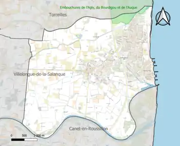 Carte de la ZNIEFF de type 1 sur la commune.