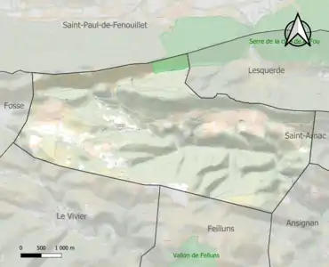 Carte de la ZNIEFF de type 1 sur la commune.