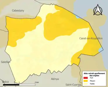 Carte des zones d'aléa retrait-gonflement des argiles.