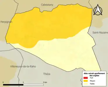 Carte des zones d'aléa retrait-gonflement des argiles.