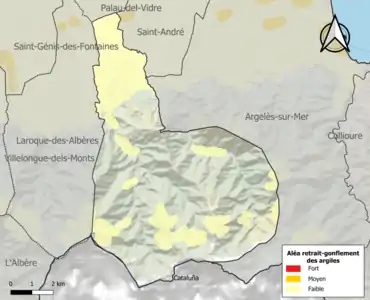 Carte des zones d'aléa retrait-gonflement des argiles.