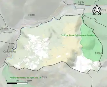 Carte des ZNIEFF de type 1 sur la commune.