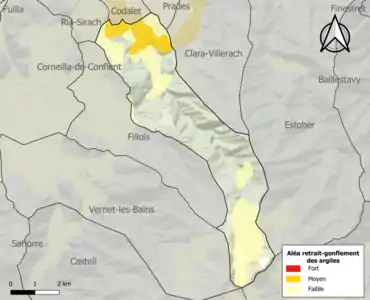 Carte des zones d'aléa retrait-gonflement des argiles.