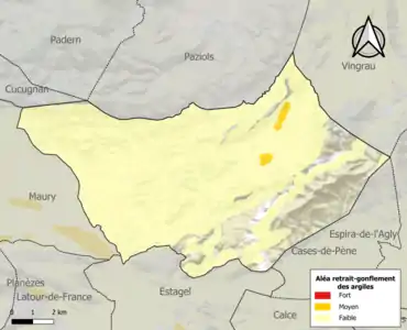 Carte des zones d'aléa retrait-gonflement des argiles.