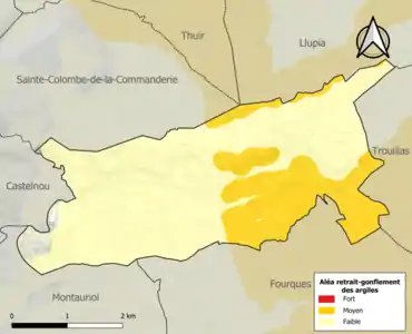 Carte des zones d'aléa retrait-gonflement des argiles.