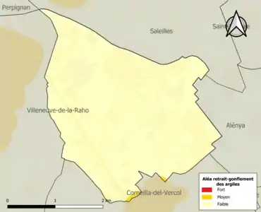 Carte des zones d'aléa retrait-gonflement des argiles.