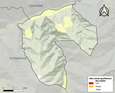 Carte des zones d'aléa retrait-gonflement des argiles.