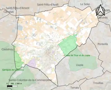 Carte des ZNIEFF de type 1 sur la commune.