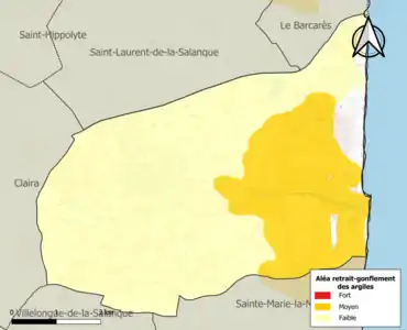 Carte des zones d'aléa retrait-gonflement des argiles.