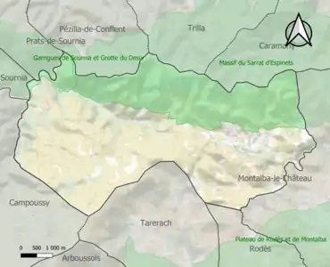 Carte des ZNIEFF de type 1 sur la commune.