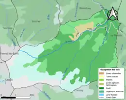 Carte en couleurs présentant l'occupation des sols.