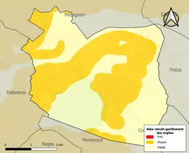 Carte des zones d'aléa retrait-gonflement des argiles.