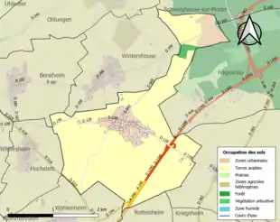 Carte en couleurs présentant l'occupation des sols.