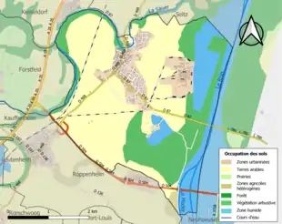 Carte en couleurs présentant l'occupation des sols.