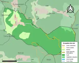 Carte en couleurs présentant l'occupation des sols.