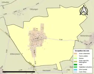 Carte en couleurs présentant l'occupation des sols.