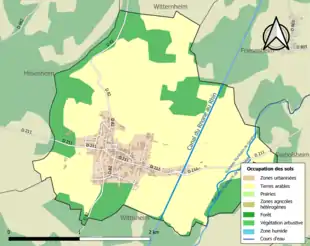 Carte en couleurs présentant l'occupation des sols.