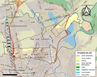 Carte en couleurs présentant l'occupation des sols.