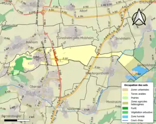 Carte en couleurs présentant l'occupation des sols.