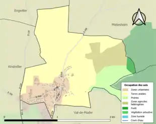 Carte en couleurs présentant l'occupation des sols.