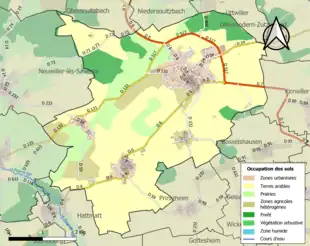 Carte en couleurs présentant l'occupation des sols.