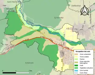 Carte en couleurs présentant l'occupation des sols.